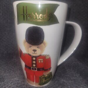 Harrods Knightsbridge Mug, Teddy Bear in uniform on both sides Tall 6"